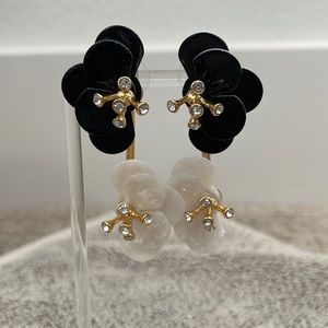 Lele Sadoughi Black and White Floral Earrings